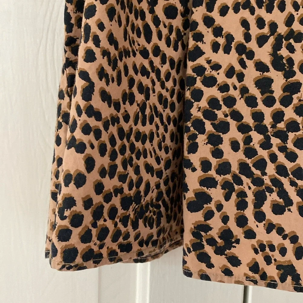 Ulla Johnson Lennie‎ Pleated Cotton Poplin Top Cheetah Print Animal Print Size 0